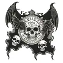 A haunted ouija board with floating skulls and bats tattoo design idea