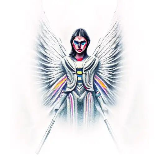 pinstriped guardian angel  tattoo design idea