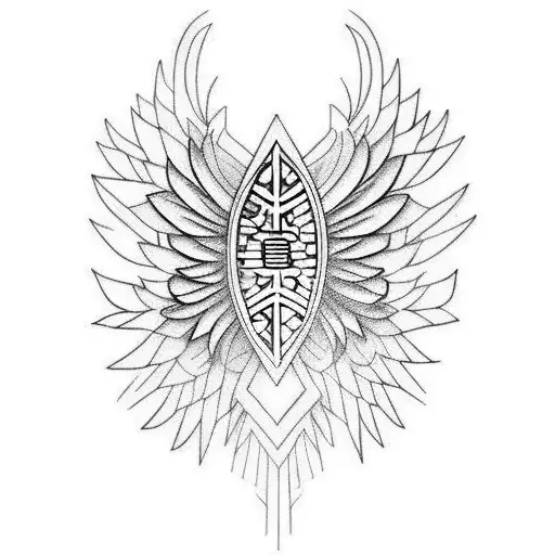 pinstriped guardian angel  tattoo design idea