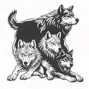 Three interconnected wolves representing each of your sons, with their names subtly incorporated into the design tattoo design idea