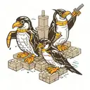 penguins building lego bricks tattoo design idea