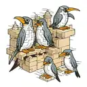 penguins building lego bricks tattoo design idea