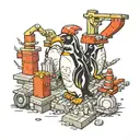 penguins building lego bricks tattoo design idea