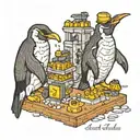 penguins building lego bricks tattoo design idea