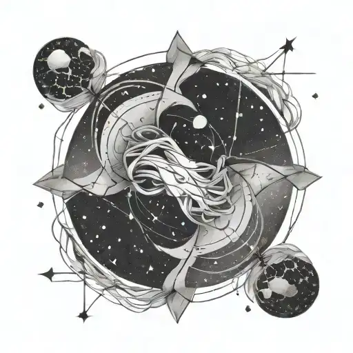 Gemini constellation intertwined tattoo design idea