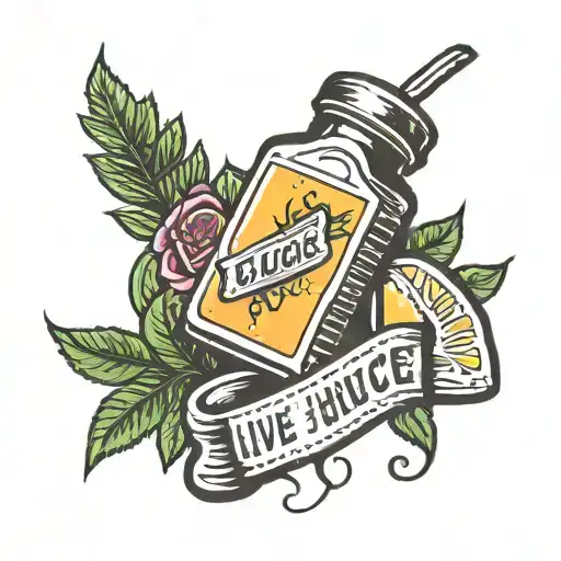 a juice box with the words " live by the juice, die by the juice" tattoo design idea