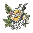 a juice box with the words " live by the juice, die by the juice" tattoo design idea