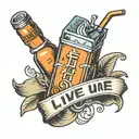 a juice box with the words " live by the juice, die by the juice" tattoo design idea