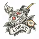 a juice box with the words " live by the juice, die by the juice" tattoo design idea