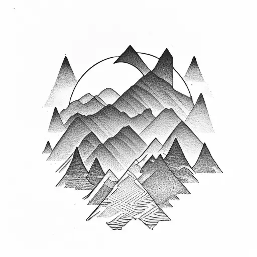 The tattoo could be set against a backdrop of a tranquil landscape, with the silhouette of mountains or trees to symboli tattoo design idea