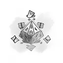 lying dice cup with six dices and playing cards surrounded by elderflowers  tattoo design idea