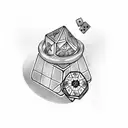 lying dice cup with six dices and playing cards surrounded by elderflowers  tattoo design idea