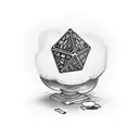 lying dice cup with six dices and playing cards surrounded by elderflowers  tattoo design idea