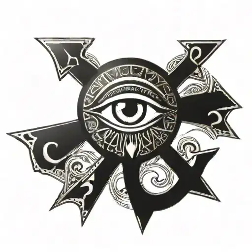 ankh symbol with eye tattoo design idea