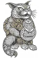 Japan dragon daruma doll cat tattoo design idea