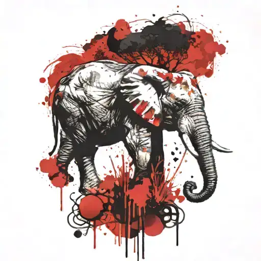 african continent with elephant's head tattoo design idea