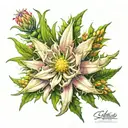 aggressive edelweiss stemless flower tattoo design idea