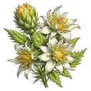 aggressive edelweiss stemless flower tattoo design idea