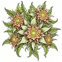 aggressive edelweiss stemless flower tattoo design idea