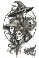 druid and witch tattoo design idea