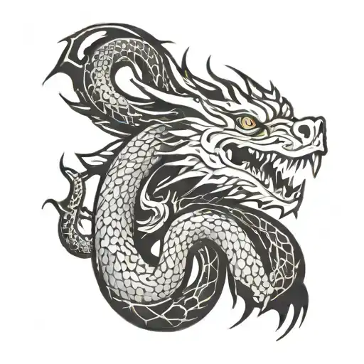 A full arm tattoo design of a dragon covering a rabbit and breathing fire. tattoo design idea