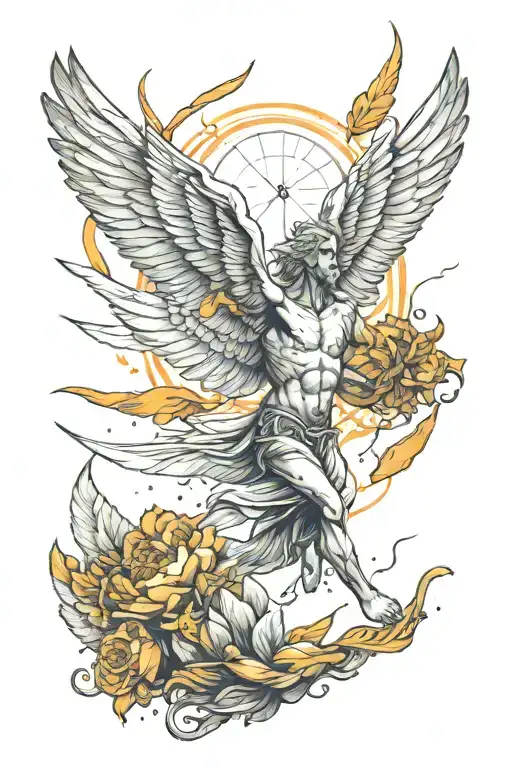 icarus falling tattoo design idea