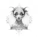 alone girl tattoo design idea