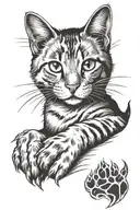 cat with paw up tattoo design idea