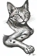 cat with paw up tattoo design idea