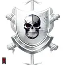 a skeleton in the armour of a Templar knight with a sword and shield in his hand, a red Templar cross on his helmet, com tattoo design idea