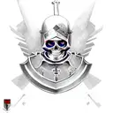 a skeleton in the armour of a Templar knight with a sword in his hand tattoo design idea