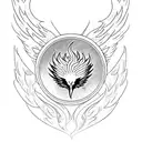 A phoenix rising from the ashes with the words 'Never Give Up' incorporated into the design tattoo design idea