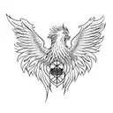 A phoenix rising from the ashes with the words 'Never Give Up' incorporated into the design tattoo design idea