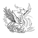 A phoenix rising from the ashes with the words 'Never Give Up' incorporated into the design tattoo design idea