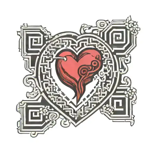 heart and qr code on a piece tattoo design idea