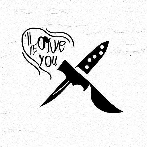 knife summer love you  tattoo design idea
