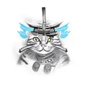samurai cat tattoo design idea