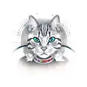 samurai cat tattoo design idea