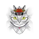 samurai cat tattoo design idea