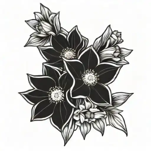 A minimalist design of a daffodil and daisy bouquet, symbolizing the beauty and memory of your dad tattoo design idea