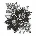 A minimalist design of a daffodil and daisy bouquet, symbolizing the beauty and memory of your dad tattoo design idea