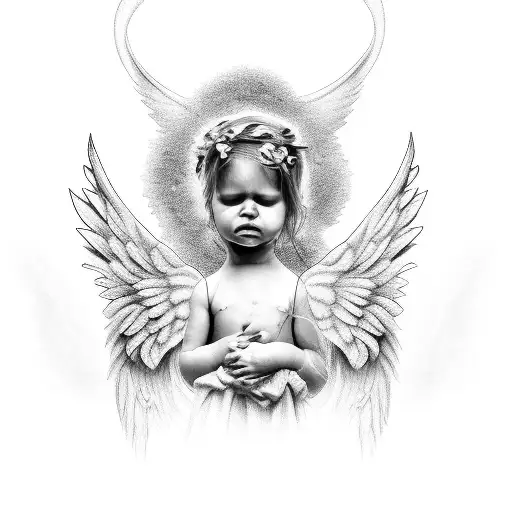 angel crying tattoo design idea