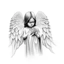 angel crying tattoo design idea