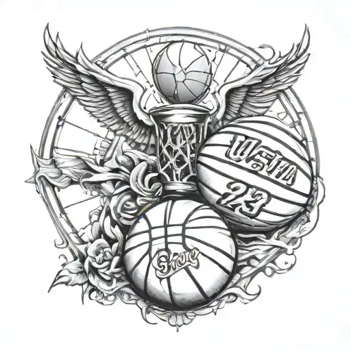 memorial tattoo for friend include basketball and number 3 tattoo design idea