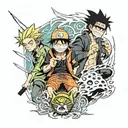 luffy and naruto tattoo design idea