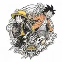 luffy and naruto tattoo design idea