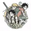 luffy and naruto tattoo design idea