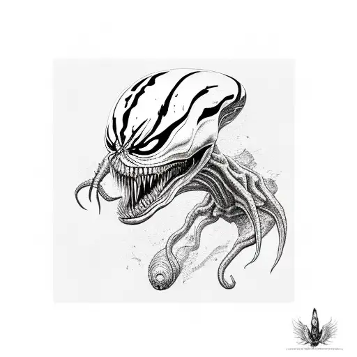 venom alien eat back skin tattoo design idea