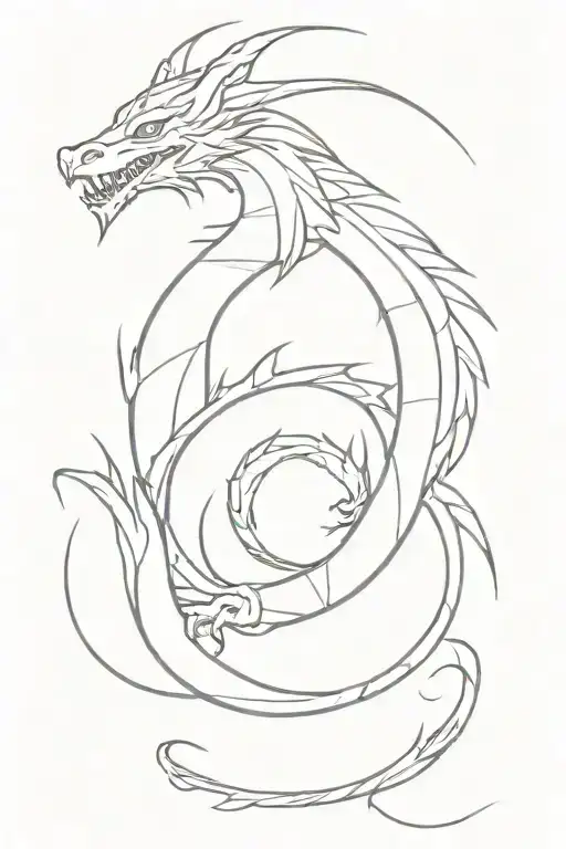 minimalist elegant dragon tattoo design idea