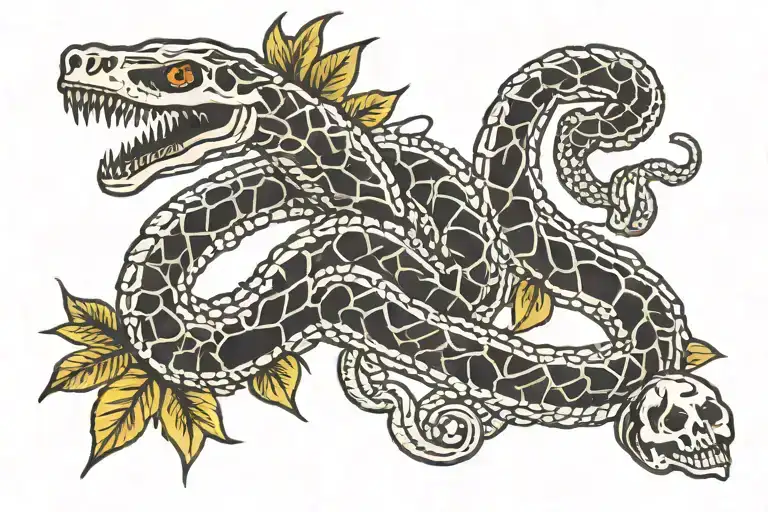 snake serpent skeleton tattoo design idea